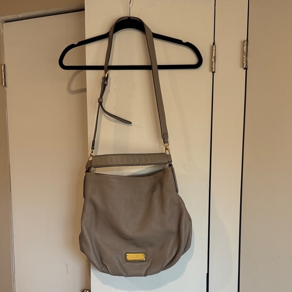 Marc By Marc Jacobs Taupe Leather Shoulder Bag with Gold Hardware